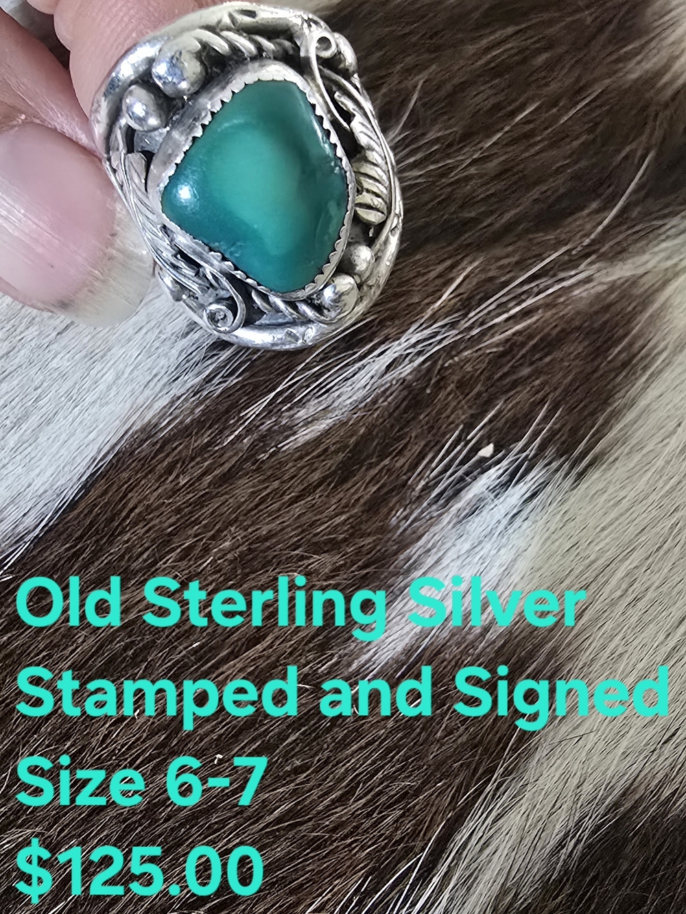 Sterling Silver Turquoise Statement Ring - Green Stone